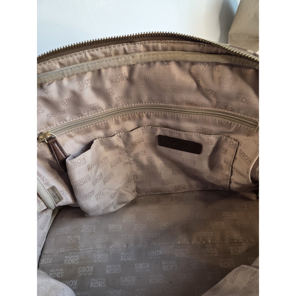 Michael Kors MK Signature Large Satchel Bag MK Sig Jacquard Crossbody Leather‎ - Picture 7 of 9